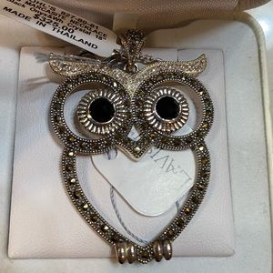 Onyx Swarovski Owl Necklace